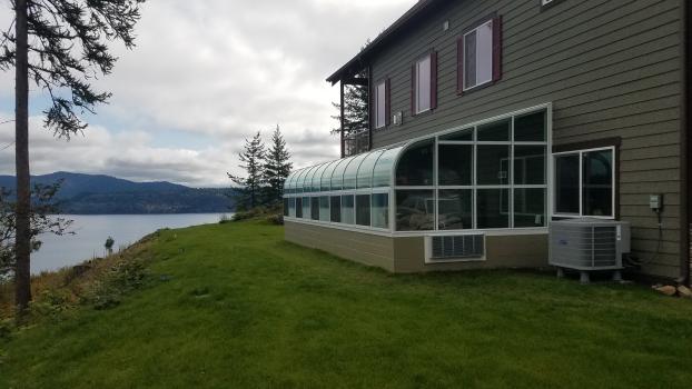 Outside view of the curved eave in Hayden.